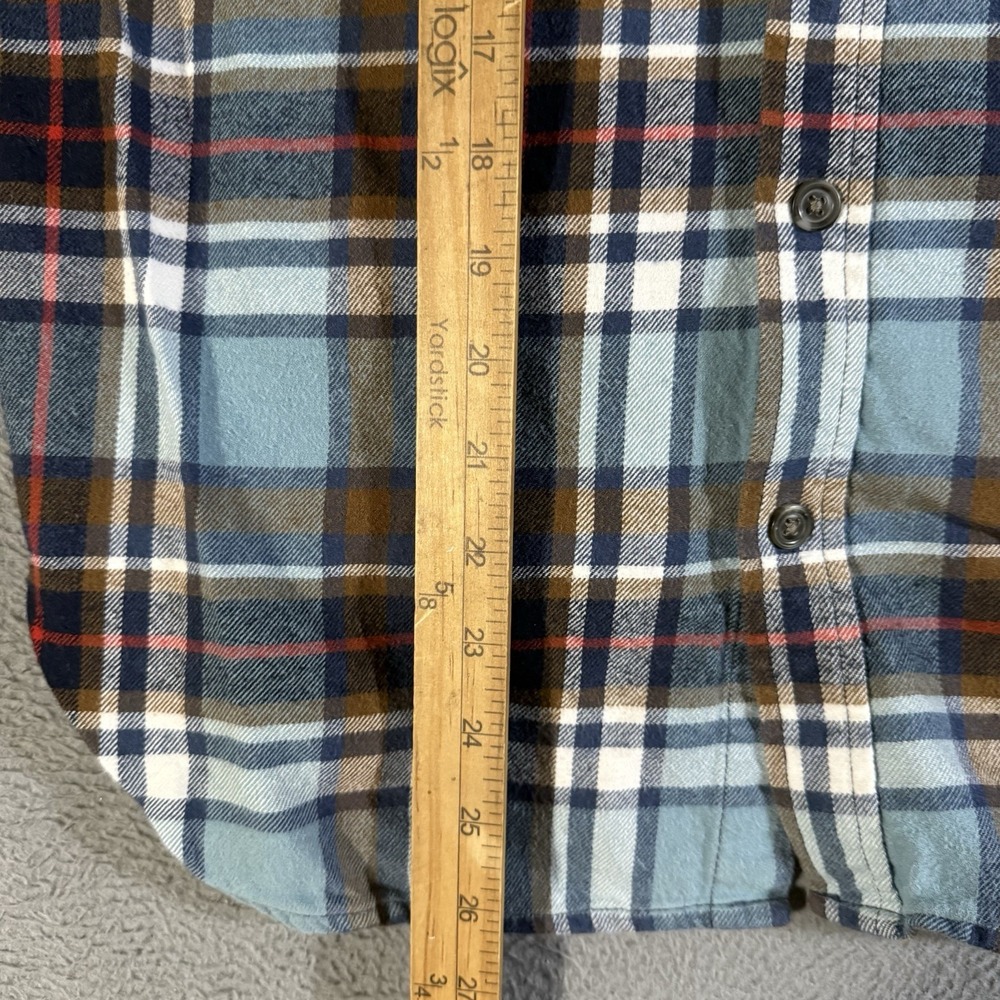 Eddie Bauer Flannel Shirt Mens Medium‎ Blue Brown Plaid Button Up Long Sleeve - Picture 4 of 6
